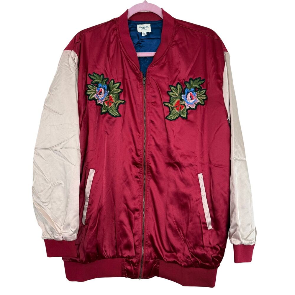 Hayden Los Angeles Satin Bomber Jacket L Tiger Embroidered Souvenir